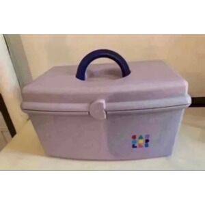 Vintage Caboodles Makeup Organizer Case‎ Light Purple with Tray and Mirror 2720.